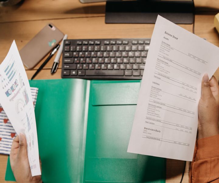 Open folder with financial documents