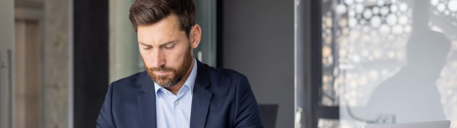 Business owner reviewing paperwork